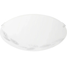 Vit taklampa i glas med bladmönster