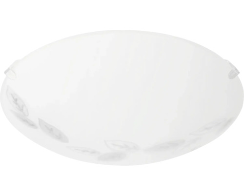 Vit taklampa i glas med bladmönster