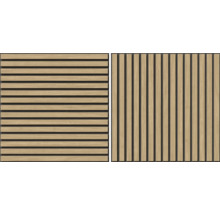 Två paneler av träribbor för väggdekoration