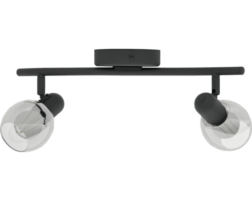 Taklampa med två genomskinliga glaskulor