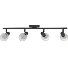 Taklampa med fyra spotlights och klara glaskulor