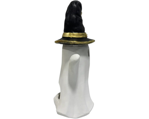Spökfigur med häxhatt som Halloween dekoration