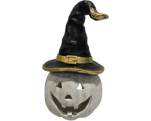 Dekorativ pumpafigur med häxhatt för Halloween
