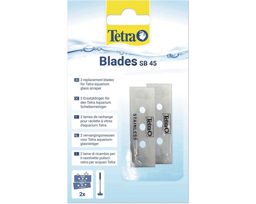 Tetra reservblad SB 45 för akvarieglasrengörare, 2 stycken i rostfritt stål.