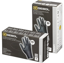 Två förpackningar Gebol engångshandskar Black Nitrile Ultra Strong, storlek L, innehåll 80 stycken