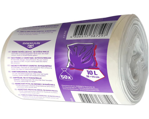 Rulle kosmetiska soppåsar, 50 stycken, 10 liter, storlek 36 x 44 cm