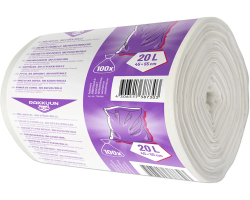 Rulle sopsäckar med 100 stycken, 20 liters kapacitet