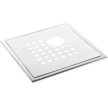 Fyrkantigt golvbrunn i metall med fyrkantiga och runda öppningar