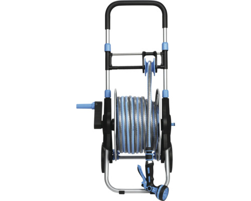 Trädgårdsslangvagn med slang och sprutpistol