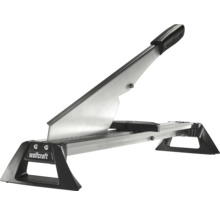 Wolfcraft laminatskärare av metall med svart handtag och stödfötter.
