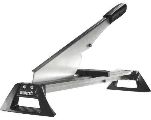 Wolfcraft laminatskärare av metall med svart handtag och stödfötter.