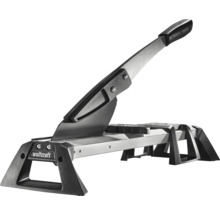 wolfcraft laminatskärare med hävstångshandtag och stabil bas.