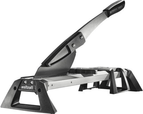 wolfcraft laminatskärare med hävstångshandtag och stabil bas.