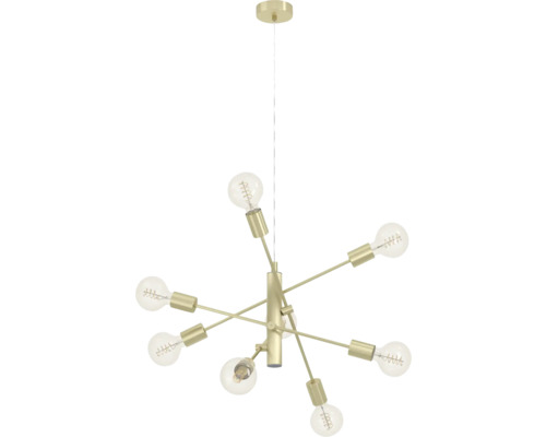 Pendellampa med sju ljusarmar och glödlampor