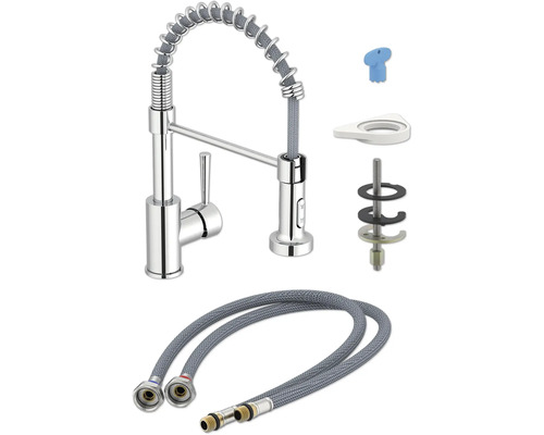 Köksblandare med duschslang och monteringstillbehör