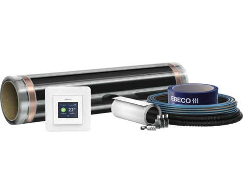 Ebeco golvvärmeset med termostat, värmefolie, kabel och tillbehör