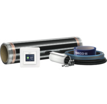 Ebeco golvvärmeset med termostat, värmefolie, anslutningsmaterial och installationstillbehör