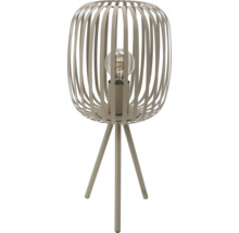 Bordslampa med lampskärm av ribbor och trebent stativ