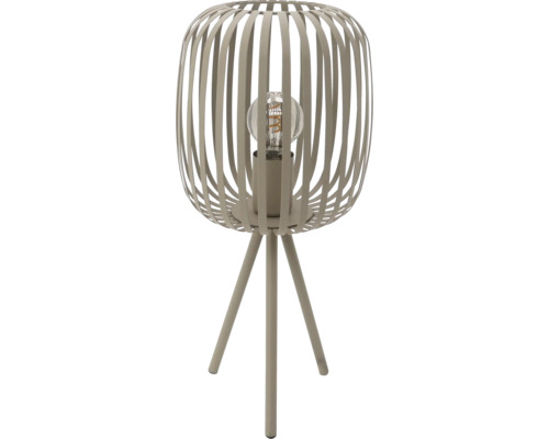 Bordslampa med lampskärm av ribbor och trebent stativ