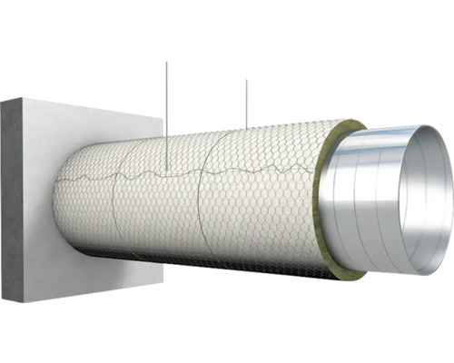 Isolerat ventilationsrör fäst på en vägg