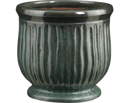 Keramisk blomkruka med räfflat mönster