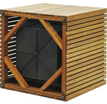 Trälåda med insats för trädgårdsdamm