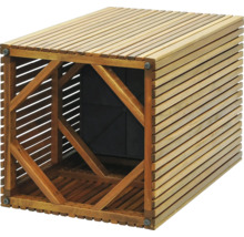 Trälåda med lamellstruktur för utomhusförvaring