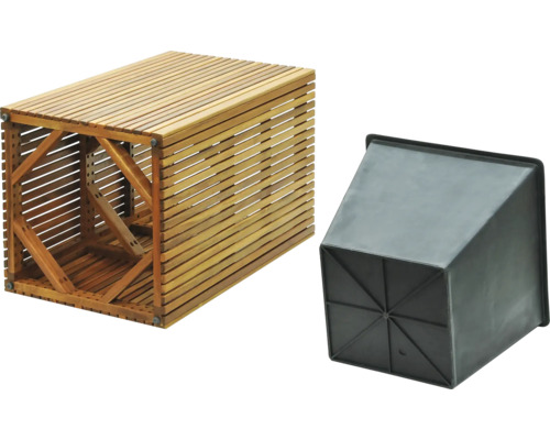 Trä planteringslåda med plastinsats