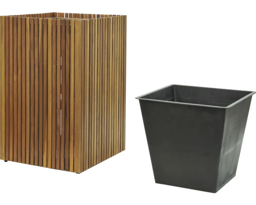 Träplanteringslåda med plastinsats