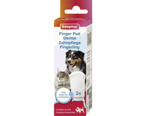Beaphar Finger Pad Dental Tandvård Fingerling-förpackning med hund och katt