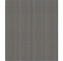 Två grå skåpdörrar med trästruktur