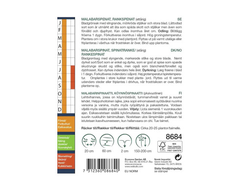 Information om sådd av Malabarspenat