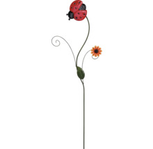 Trädgårdsdekoration med nyckelpiga och blommor av metall