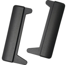 Två svarta möbelhandtag