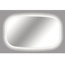 Rektangulär spegel med rundade hörn och LED-belysning