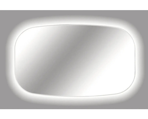 Rektangulär spegel med rundade hörn och LED-belysning