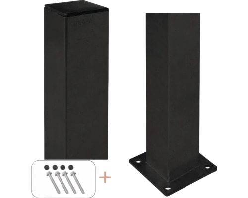 Stolpe med lock, skruvar och monteringsplatta