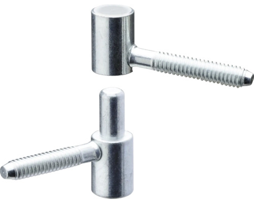 Två inskruvningsbara gångjärn av metall för trädörrar och grindar