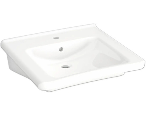 Tvättställ i keramik med kranhål och överlopp