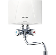 Clage Logo varmvattenberedare med blandningsbatteri