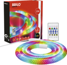 BRILO LED list RGBIC, 2 meter lång, inklusive fjärrkontroll och musiksensor, USB anslutning, flerfärgad belysning.
