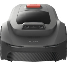 Robotgräsklippare med röd stoppknapp