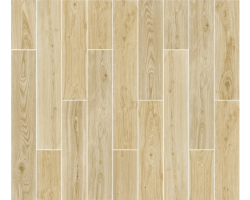 Klinker med träutseende, lagda i ett golvbeläggningsmönster