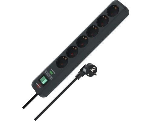 Grenuttag med sex uttag och stickpropp