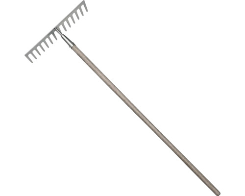 Trädgårdsräfsa med träskaft och metallpinnar