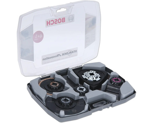 Sågblad BOSCH trä/metall sats 5-delar Bosch Starlock oscillationsverktyg tillbehörsset i öppet fodral