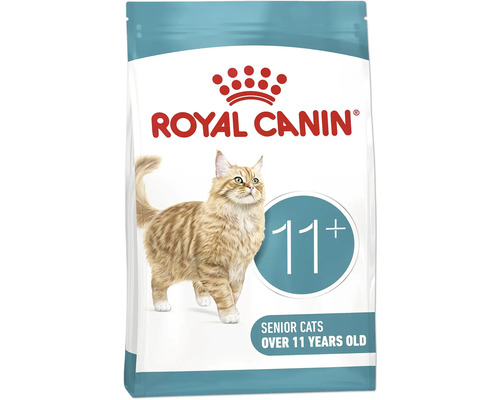 Royal Canin logotyp. Torrfoder för äldre katter över 11 år.