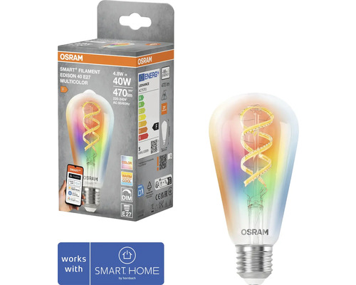 Osram Smart Filament Edison 40 E27 Multicolor lampa med förpackning