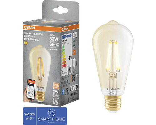 Osram Smart+ Filament Edison 53 E27 dimbar glödlampa