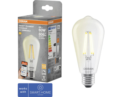 Osram Smart Filament Edison 60 E27 dimbar LED lampa